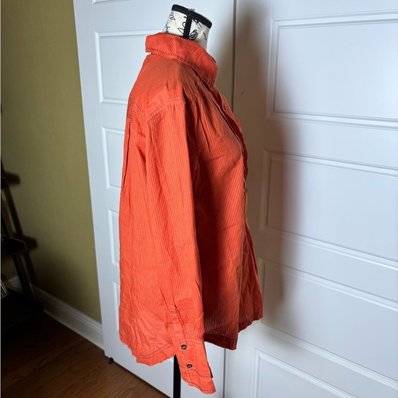 NWT Free People Black Tie Tux Shirt / Tiger Red - Picture 15 of 15